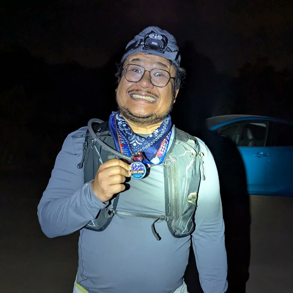 Our first trail race together in the books. 9 miles in the desert under a full moon.