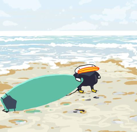 Utiacoin's tweet photo. Utai wakes up early to go surfing
 the waves are gone
 just like everyone in utai's life https://t.co/QHK3O7nei3