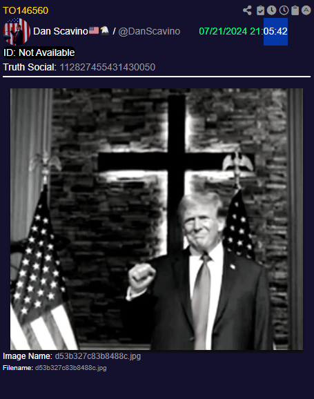 DcLidstone's tweet photo. Scavino on Truth.
21:05:42est. (Black & White- Notice his fist)
Fight, Fight, Fight.
This is just the beginning!
