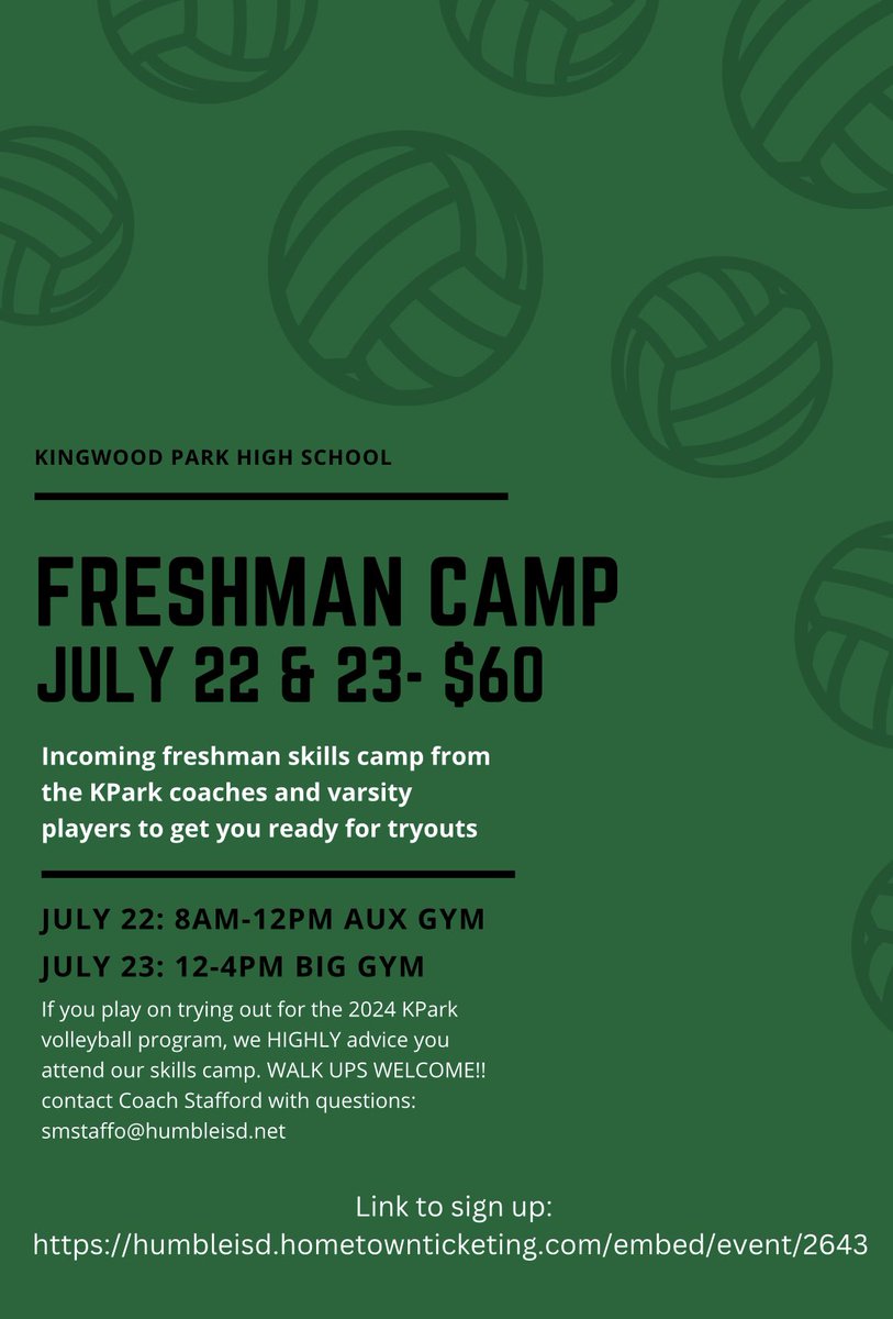 Tomorrow’s the day, incoming freshman! It’s not to late to sign up and walk ups are welcome!