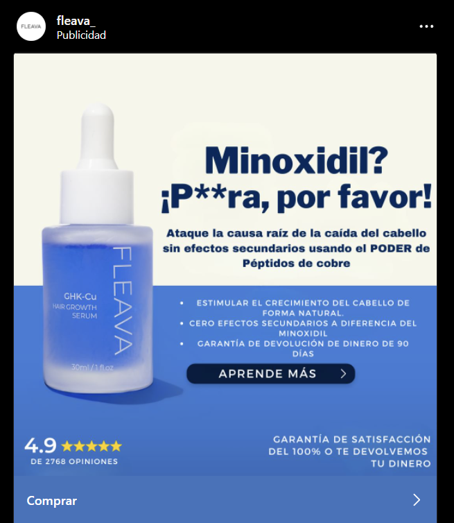 Ojo con un producto llamado FLEAVA que garantiza que es para el crecimiento  del cabello y cada de este. Busqu su buen rato y al parecer, es todo una  estafa bien planificada