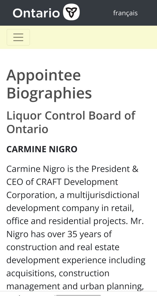 corruptario's tweet photo. Carmine Nigro was VP of the PC Ontario Fund.

Now he's the chair of the board of the LCBO, and chair of the board of Ontario Place.

He also benefited from a bunch of MZOs, naturally. https://t.co/ZOZY1b8YHc