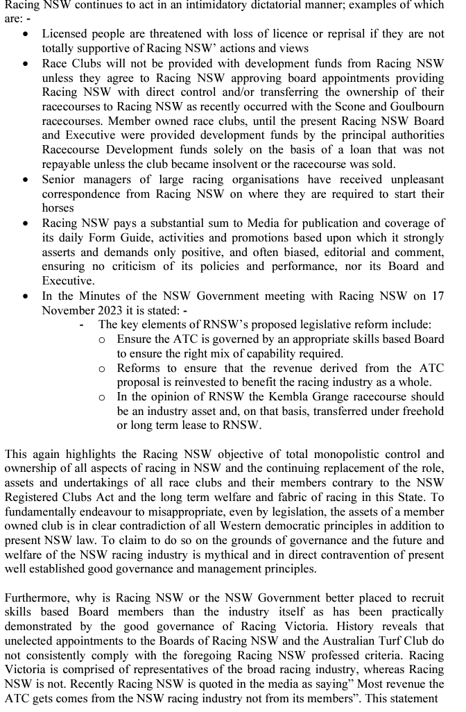 snowyclark's tweet photo. Former ATC chair David Hall's oral evidence continues here:
https://t.co/5QLfk00egh
but expands on his views on powers of @Racing_NSW from his written submission to the parliamentary committee (date July 3) https://t.co/R86HGi6Nu1