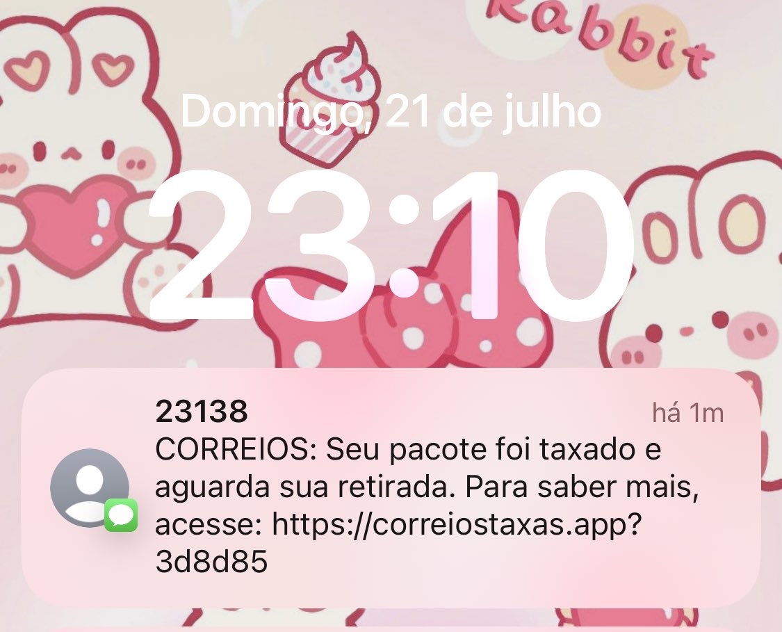 tram4d0ll's tweet image. ⚠️ Moots um alerta (talvez não seja novidade pra muitos, mas me deu um sustinho então achei melhor compartilhar!!) 
Quando abri as notificações ainda agorinha, vi esse SMS me informando que minha compra tinha sido taxada e aguardava retirada… logo de cara fiquei desesperada +