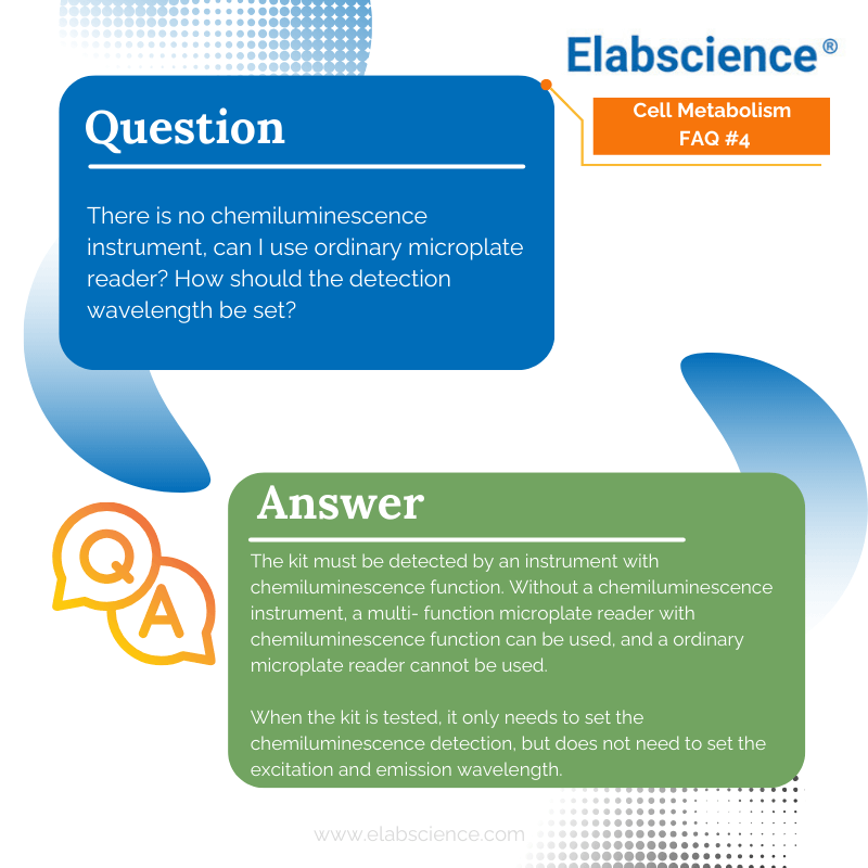 Elabscience_bio's tweet image. 𝐂𝐞𝐥𝐥 𝐌𝐞𝐭𝐚𝐛𝐨𝐥𝐢𝐬𝐦 𝐅𝐀𝐐 #𝟒

Q4. There is no chemiluminescence instrument, can I use ordinary microplate reader? How should the detection wavelength be set?

Check the answer below 👇 

#CellMetabolism #CellFunction #Chemiluminescence #Microplate #CellDetection