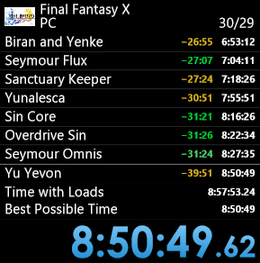 Finally running full Any% runs again prepping for the FF Relay in a month and was finally able to get a sub9! Took long enough considering my last PB doesn't have a skip that saves 10+ minutes, but feels good to be at it again.
