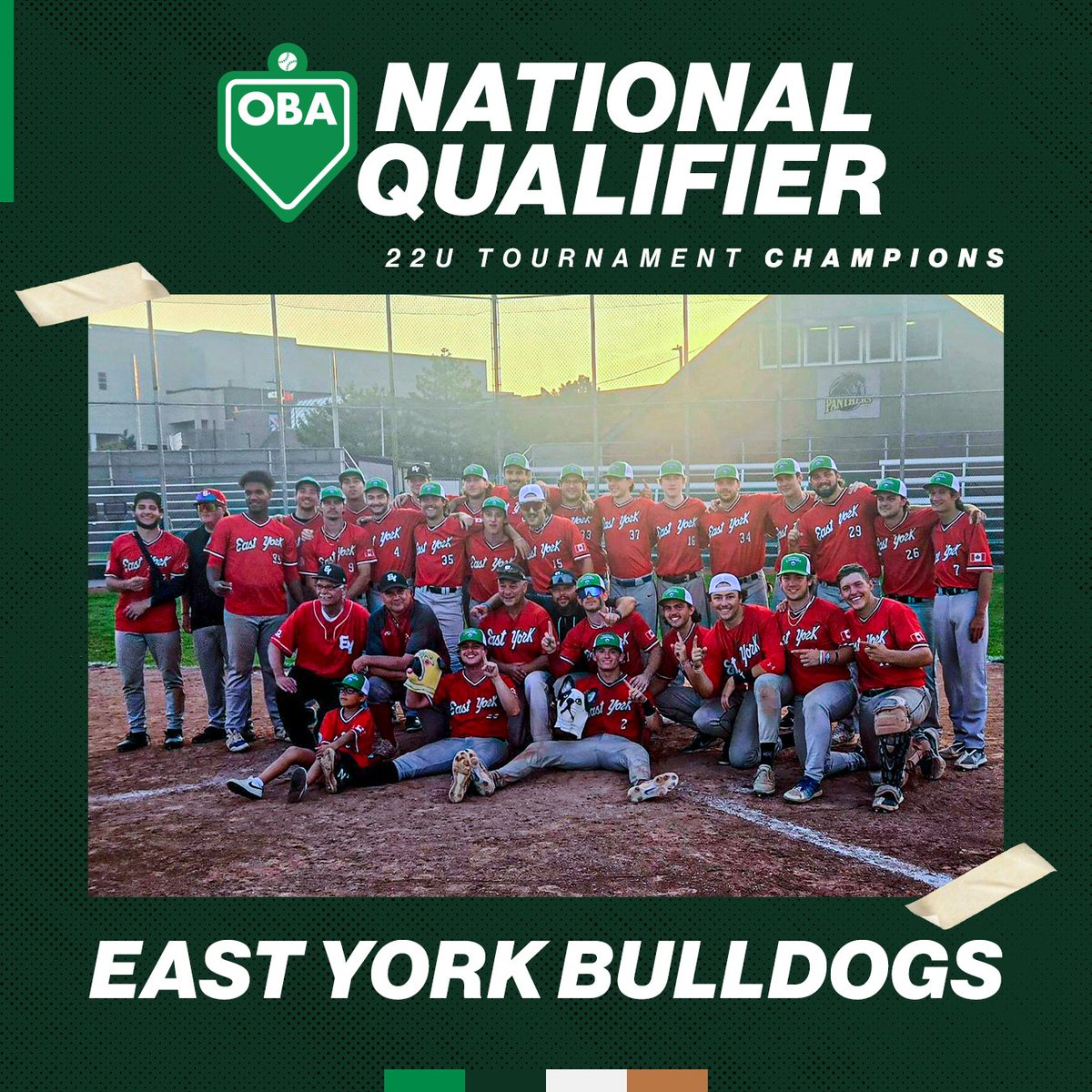 Congratulations to your 2024 22U National Qualifier Champion, East York Bulldogs!

Congrats as well to the Mississauga Tigers who will be joining East York in Dartmouth, NS for the 22U
<a href="/BaseballCANNats/">Baseball Canada National Championships</a>!