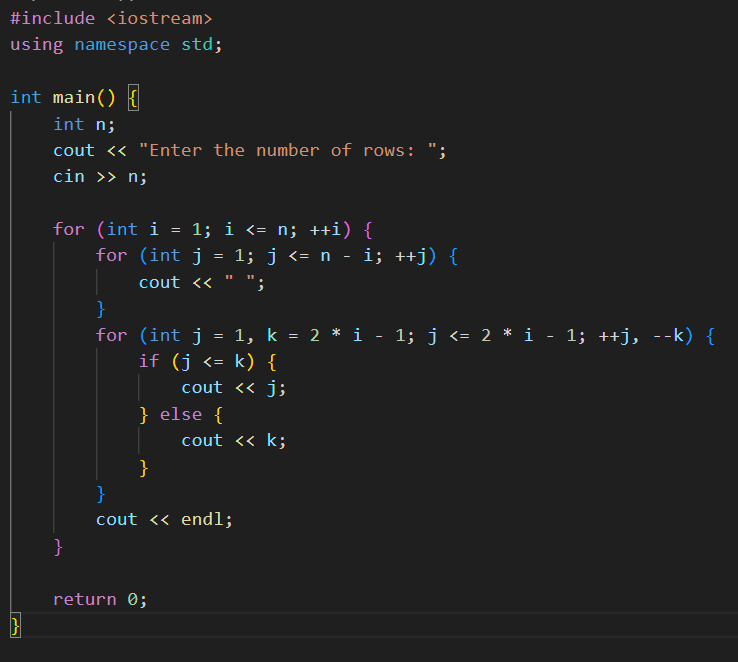 ELPIS_05's tweet photo. “Mastering pattern problems in programming sharpens my logical thinking and algorithmic skills. 🌟💡 #CodingJourney https://t.co/xUHjd6Q14h