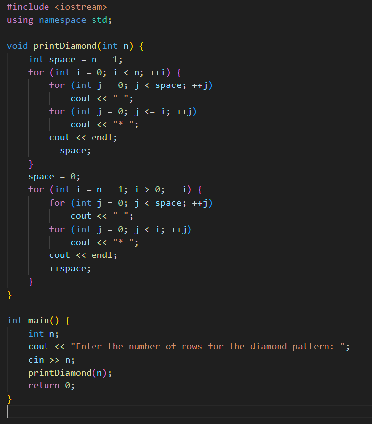 ELPIS_05's tweet photo. “Mastering pattern problems in programming sharpens my logical thinking and algorithmic skills. 🌟💡 #CodingJourney https://t.co/xUHjd6Q14h