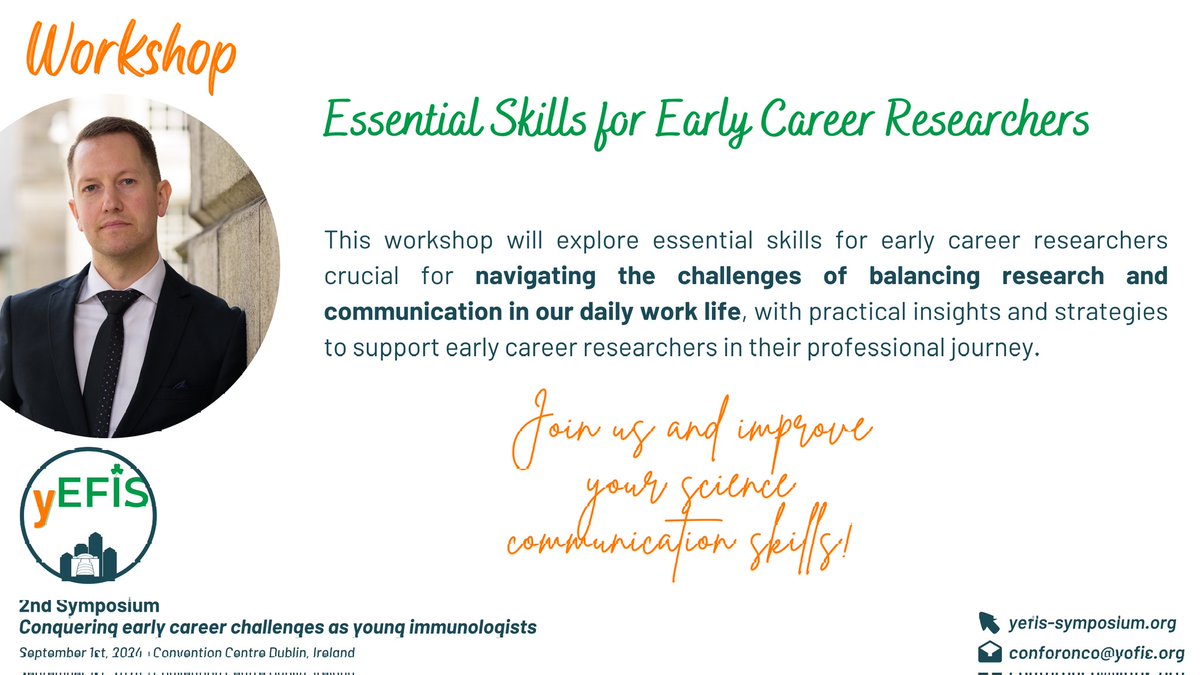 y_efis's tweet image. ✨ Looking forward to the workshop on essential skills for young researchers by @JosephXRoche at the 2nd yEFIS Symposium.

 🔗josephroche.ie
🔗Visit yefis-symposium.org for registration! 

@tcddublin

#ecr #research #career #yefis2024