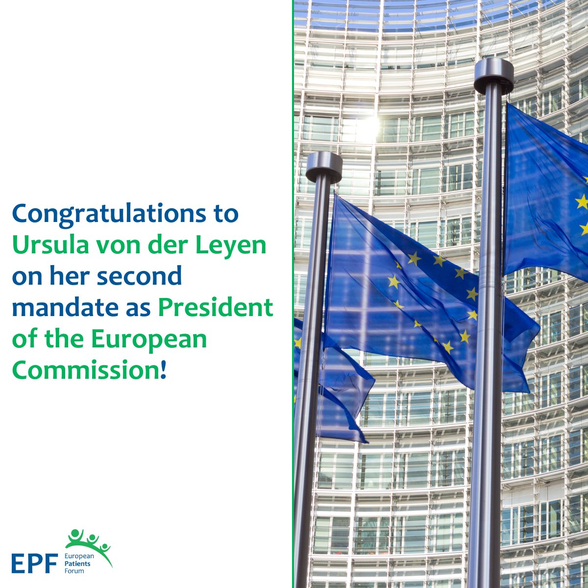 Congratulations to <a href="/vonderleyen/">Ursula von der Leyen</a> on her second mandate as President of the <a href="/EU_Commission/">European Commission</a>!  

We call on the new Commission to strengthen the #EuropeanHealthUnion by investing in health.  

Read our statements:  

📃 bit.ly/3LTiQGF 
📃 bit.ly/3LzGcRm