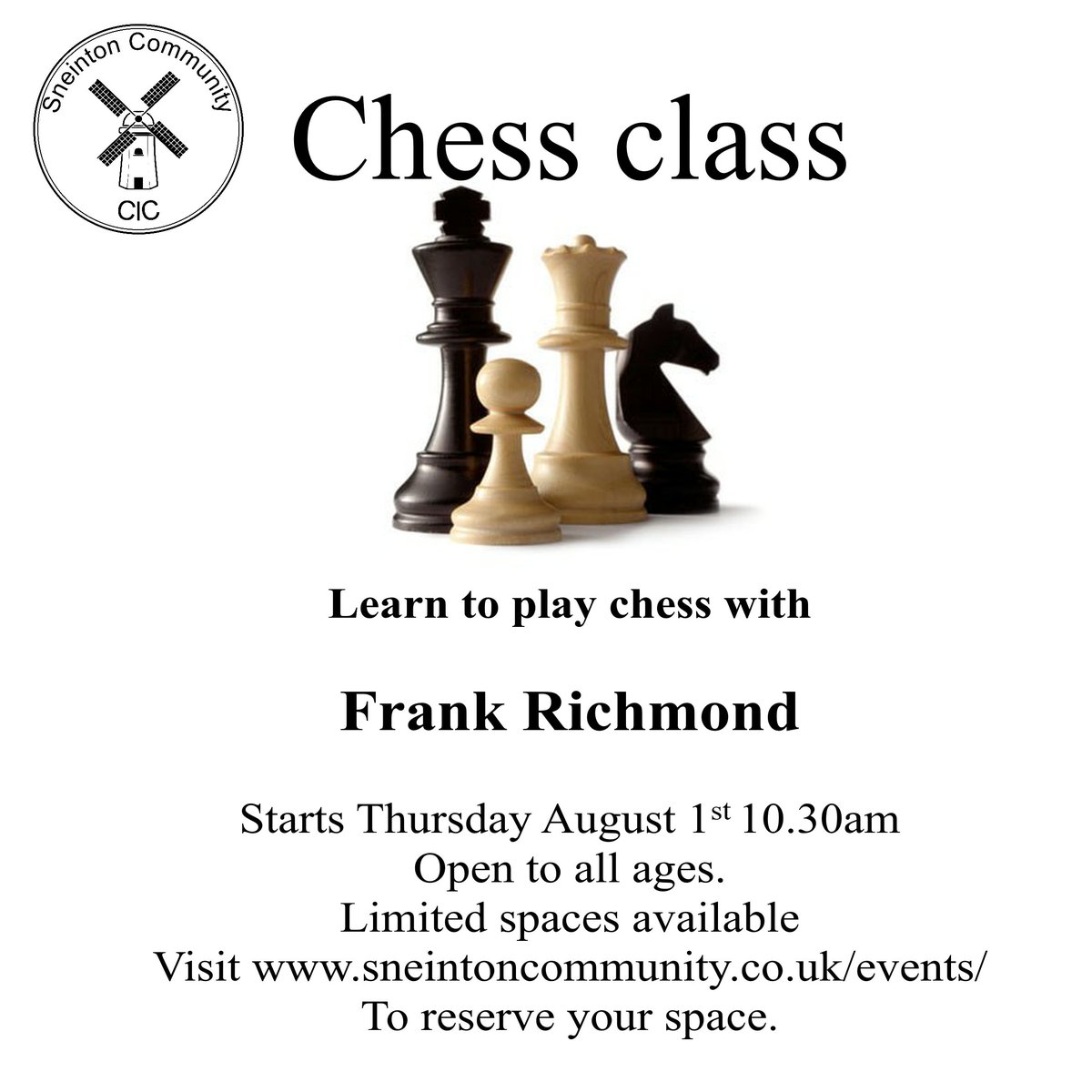 Limited spaces available book your place online here. sneintoncommunity.co.uk/events/
#sneinton #sneintoncommunitycic #chess #chessclub