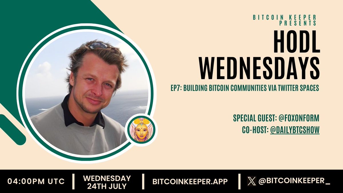 Bitcoin Keeper (@bitcoinkeeper_) on Twitter photo Join us Wednesday as we host <a href="/Foxonform/">Fox on Form 🦊</a> from <a href="/DailyBTCShow/">The Bitcoin Daily Show</a> on producing engaging Twitter spaces that help create global #Bitcoin communities.
Set a reminder here. x.com/i/spaces/1YpJk… Join us Wednesday as we host <a href="/Foxonform/">Fox on Form 🦊</a> from <a href="/DailyBTCShow/">The Bitcoin Daily Show</a> on producing engaging Twitter spaces that help create global #Bitcoin communities.
Set a reminder here. x.com/i/spaces/1YpJk…