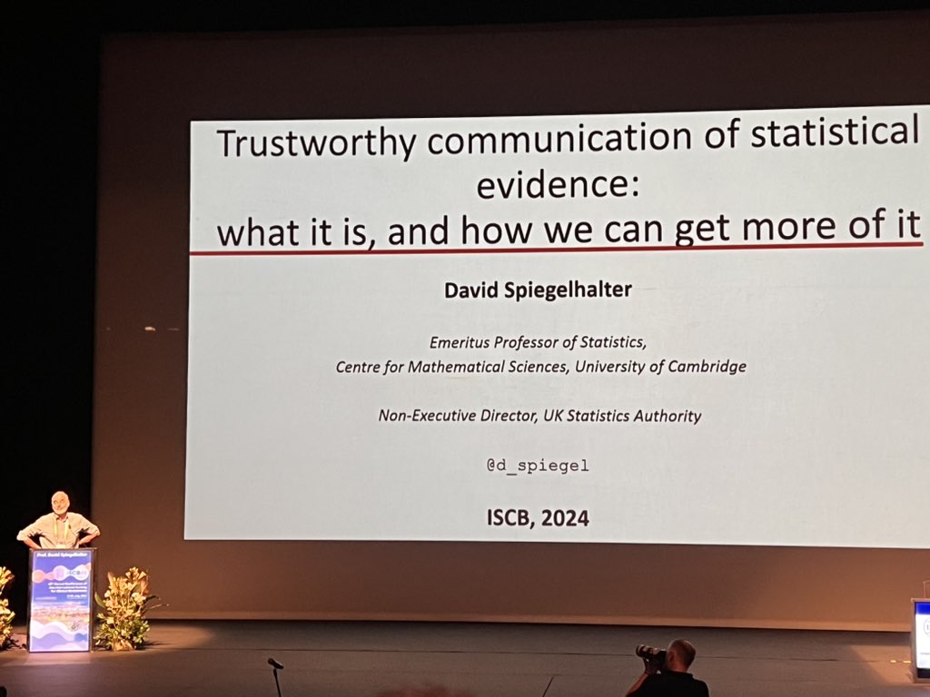 Shirin (@shirinmgh) on Twitter photo Like always, a brilliant talk by <a href="/d_spiegel/">David Spiegelhalter</a> on “trustworthy communication of Statistical evidence”. Great start for #ISCB45 conference! Like always, a brilliant talk by <a href="/d_spiegel/">David Spiegelhalter</a> on “trustworthy communication of Statistical evidence”. Great start for #ISCB45 conference!