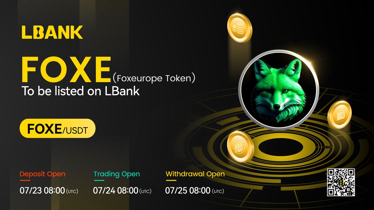 LBank_Exchange's tweet photo. 🎉 New #listing

🌟  $FOXE (Foxeurope Token) will be listed on LBank！@Foxeuropetoken

FoxEuropeToken: Revolutionizing finance and investment!

❤️ Details: https://t.co/VG9WFNf4AS https://t.co/RTo7omEQbr