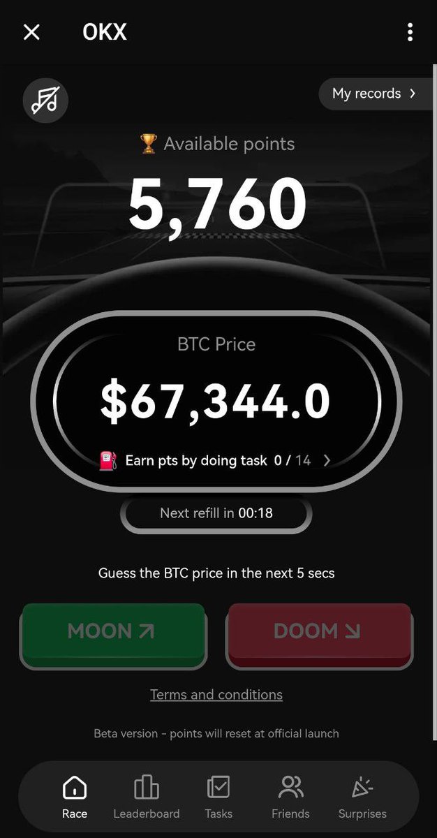 🎁OKX ra mắt mini app trên tele -  OKX Race

✅Truy cập : t.me/OKX_official_b…

👉Cách chơi. Dự đoán giá Bitcoin lên hay xuống trong 5s.

✅Điều kiện : Có tài khoản OKX đã KYC. Sau đó vào hồ sơ tài khoản > tài khoản liên kết > Chọn tele rồi xác nhận liên kết.