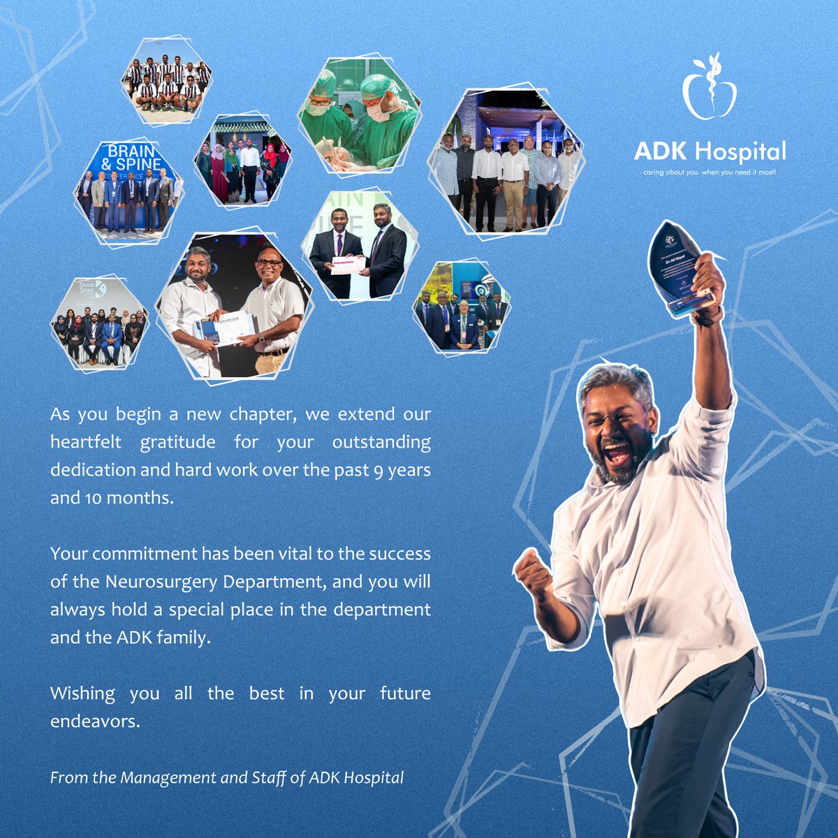The one and only Doctor <a href="/AliNiyaf/">Ali Niyaf ⚕MD MS MCh Neurosurgery</a>

#Neurosurgeon #Farewell #ADKHospital #HealthCare