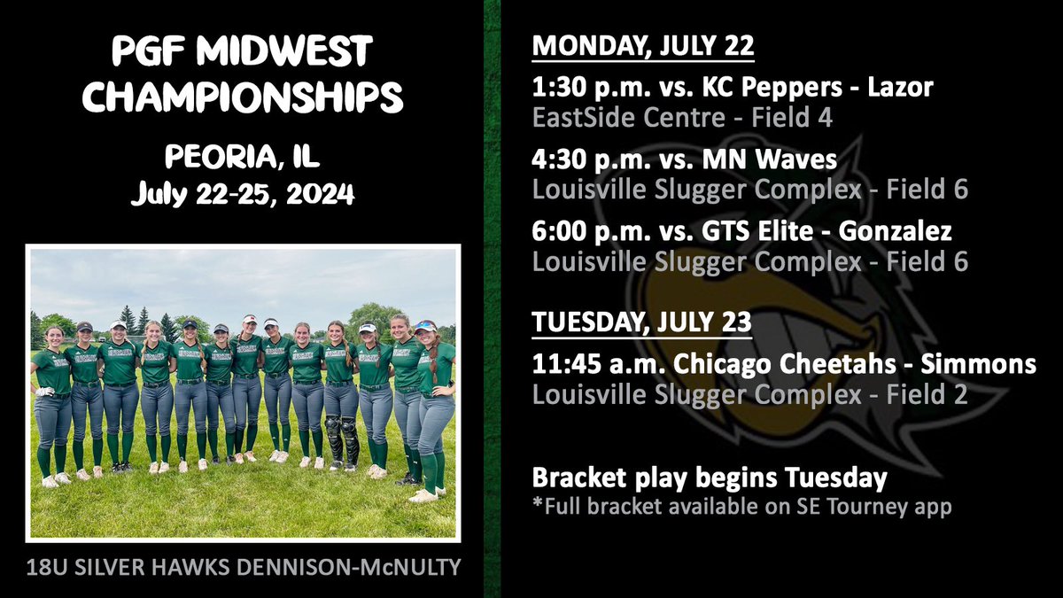 This summer has FLOWN by! Can’t believe we are heading into the final week of summer ball!

🚗 to Peoria, IL for the <a href="/PGFMidwestReg/">Midwest PGF</a> tomorrow with <a href="/SilverHawkSball/">Silver Hawks</a>! 💚🐔