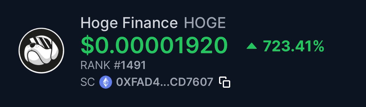 DailyHoge's tweet photo. HOGE is up 723%??? 👀🤣 BEAULISH https://t.co/KvtHiKG7xL