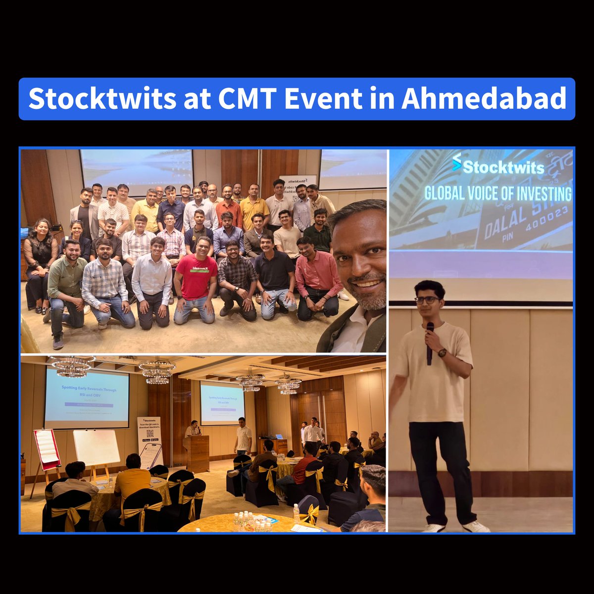StocktwitsIndia's tweet photo. Weekend done right!! Amazing event by @cmtassociation

Insightful sessions by @AkshayChinchal4, @Milan_Vaishnav, @kushghodasara, @PunnyQuote https://t.co/V59YyZS7x8