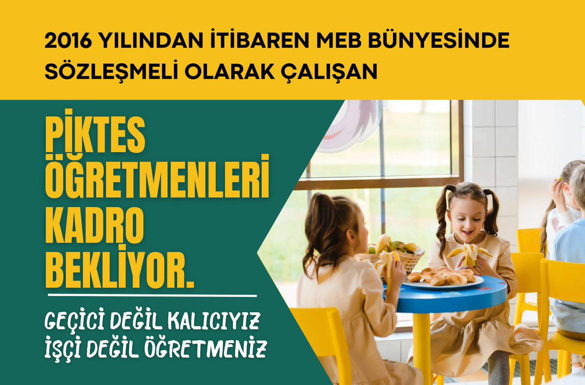KPSS ve mülakat puanı ile göreve alınan zaman ve mekan tanımadan 8 yıldır görevini layıkıyla yerine getiren emektar #Piktes öğretmenleri kadro müjdesi bekliyor. Bizler de Öğretmenlik Meslek Kanununda yer almak istiyoruz.
Sizlerin desteğiyle Sayın Bakanımızın <a href="/Yusuf__Tekin/">Yusuf Tekin</a>
