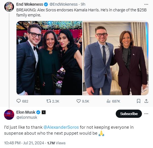 sputnik_jp's tweet photo. ハリス副大統領は「ソロスの次の操り人形」＝マスク氏

🧐 米実業家イーロン・マスク氏は、バイデン氏の大統領選撤退で候補として有力視されているカマラ・ハリス副大統領について、米国の政治や外交に影響力を持つとされるジョージ・ソロス一族の「次の操り人形」になると指摘した。

マスク氏はX（旧ツイッター）上で、ジョージ・ソロス氏の息子で後継者のアレクサンダー・ソロス氏と仲良く写真を撮るハリス氏の写真に対し、「誰が次の操り人形になるか疑いを持たせないでくれてありがとう」と皮肉を込めてコメントした。

ソロス氏と一族は米民主党の大口献金者として知られる。その「投資活動」から否定的に評価されていることも多く、常に「陰謀論」もつきまとう。ソロス氏の財団は他国の政権転換に関与した疑いで悪名高く、自身の資金が2013～14年のウクライナのユーロマイダンを引き起こしたことも否定していない。

マスク氏はこれまでも、主にジョージ・ソロス氏に対する批判を展開。昨年には同氏を人気シリーズ「Xメン」の悪役、マグニートーに例えて波紋を呼んだ。また、「言論の自由への抑圧を止めるため」として同氏の設立した「オープン・ソサエティ財団」を提訴すると発表して注目を集めた。

🔔スプートニク日本（@sputnik_jp）をフォローして最新の動向をチェック