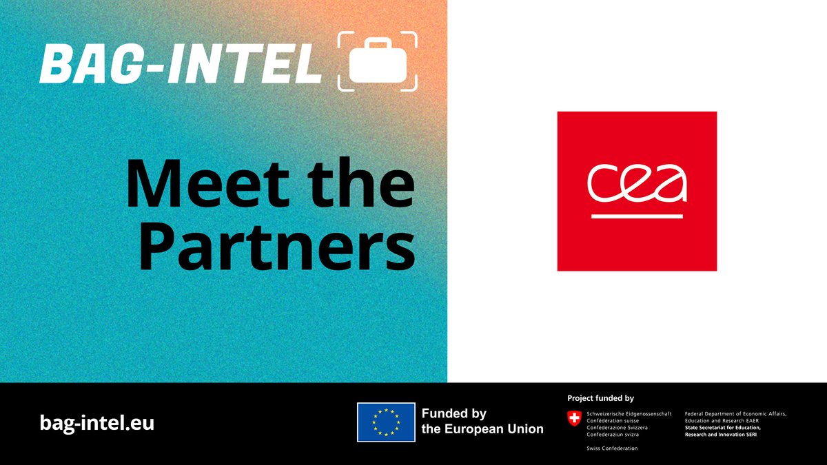 BAG-INTEL (@bagintel) on Twitter photo We're happy to introduce another <a href="/BAGINTEL/">BAG-INTEL</a> project partner, the French Alternative Energies and Atomic Energy Commission (CEA), a 🇫🇷public research and technology organization ,which will develop an #AI-powered #detection and #reidentification software.
👉bag-intel.eu/consortium/ We're happy to introduce another <a href="/BAGINTEL/">BAG-INTEL</a> project partner, the French Alternative Energies and Atomic Energy Commission (CEA), a 🇫🇷public research and technology organization ,which will develop an #AI-powered #detection and #reidentification software.
👉bag-intel.eu/consortium/