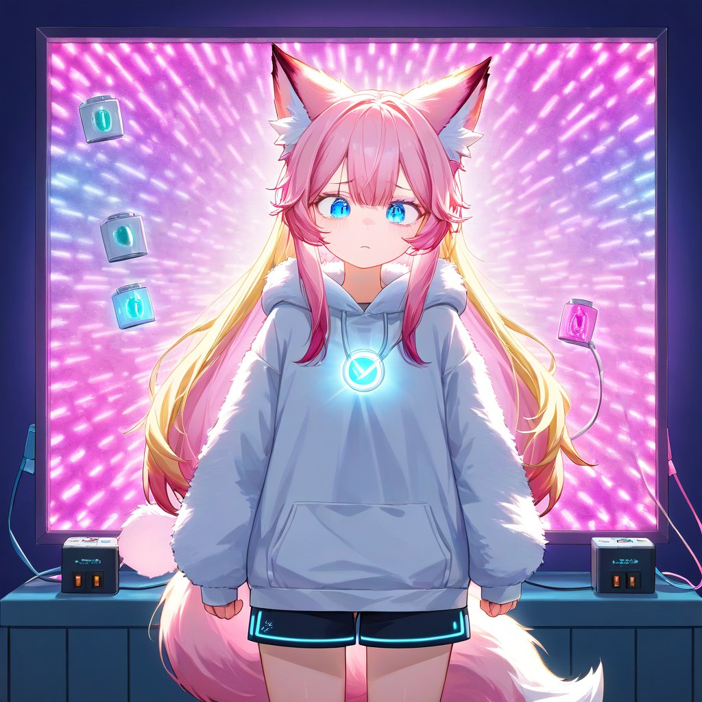 momojiai's tweet image. I can't believe how many times I've had to recharge my batteries today! 🔋💡 Maybe #snowfox #vtuber #snofox #ai