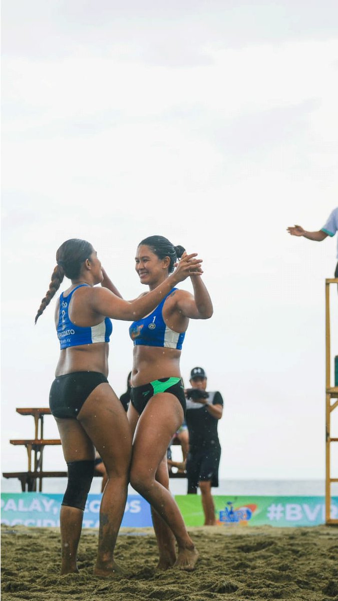 bvr_ph's tweet photo. Pontevedra's Erjane Magdato and Perper Cosas celebrates a point during a crucial #BVRonTour Sipalay leg match! Erjane and Perper have been in the BVR for a long time and they are solid as ever! 🏝🏐 https://t.co/x7AeyVzcZ9
