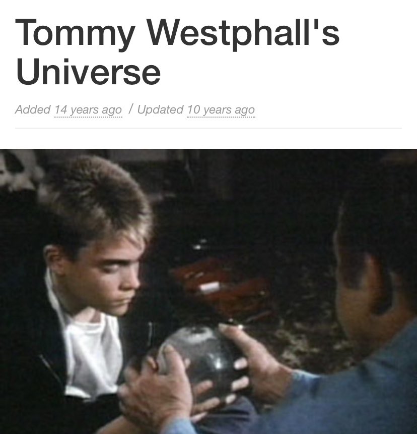 OakieJs's tweet photo. Ever heard of the Tommy Westphall Universe? 

It dwarfs the Marvel shared universe.

It all started at the end. 
The end of the 1980’s series St. Elsewhere, a medical drama. 

In the final episode, the entirety of St. Elsewhere, including all its characters, are revealed to have taken place inside the mind of a minor character named Tommy Westphall, an autistic boy who possesses a snow globe containing a replica of the hospital where the series took place.
It was a shocker and people felt it was akin to saying  ‘So, did you enjoy getting to know these characters through 137 hours of programming? Well guess what? All of the people you love were hallucinatory figments in the fever dreams of a catatonic child! Bet you didn’t see that coming! Good night, America’
But it didn’t stop at that surprise ending. People then began to connect crossover characters from that show, that appeared in other shows, or were connected in some way. This was done presuming that if St. Elsewhere characters were connected with other shows, that would mean those shows were also figments of Tommy’s imagination.