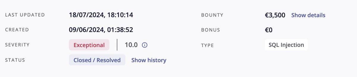 dewcode91's tweet image. My first SQLi🥳 @intigriti #BugBounty