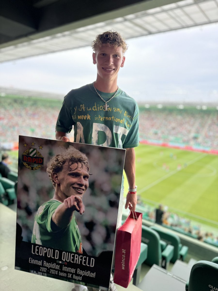 20.7.2024 - Leopold Querfeld - offizielle Verabschiedung vom <a href="/skrapid/">SK Rapid</a> nach 12 Jahren im Dress der Grün-Weißen. 💚Next Station <a href="/fcunion/">1. FC Union Berlin</a> ! ⚽️🇦🇹⚽️🇩🇪