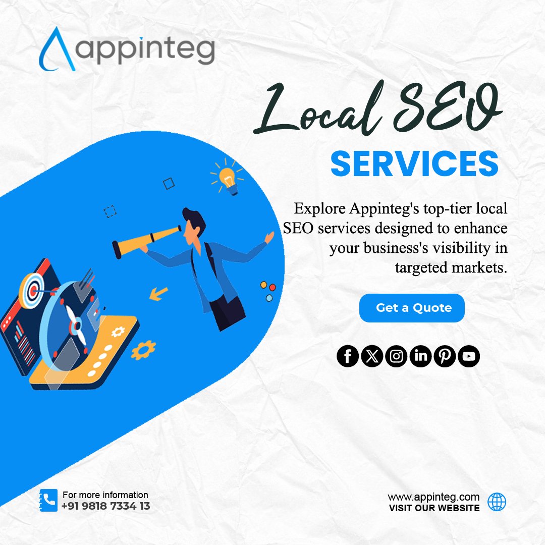 appinteg's tweet photo. Explore Appinteg's top-tier local SEO services designed to enhance your business's visibility in targeted markets.
#localseo #localseocompany #localseoservices #localseoindia #bestlocalseo #teamappinteg #appinteg https://t.co/vORGrsSFN4