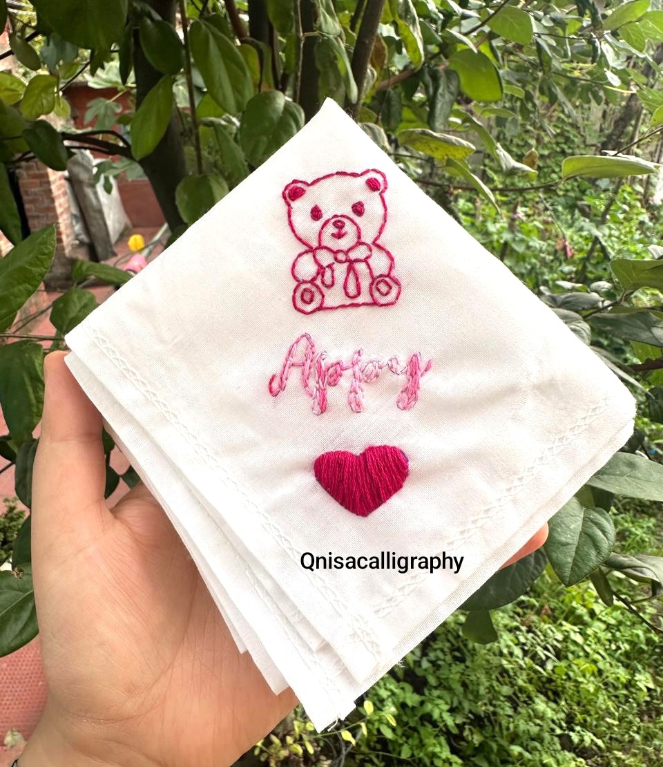 QamarUlNisa's tweet photo. Customised Handkerchief 
Dm to order https://t.co/HNS0HVSO1r