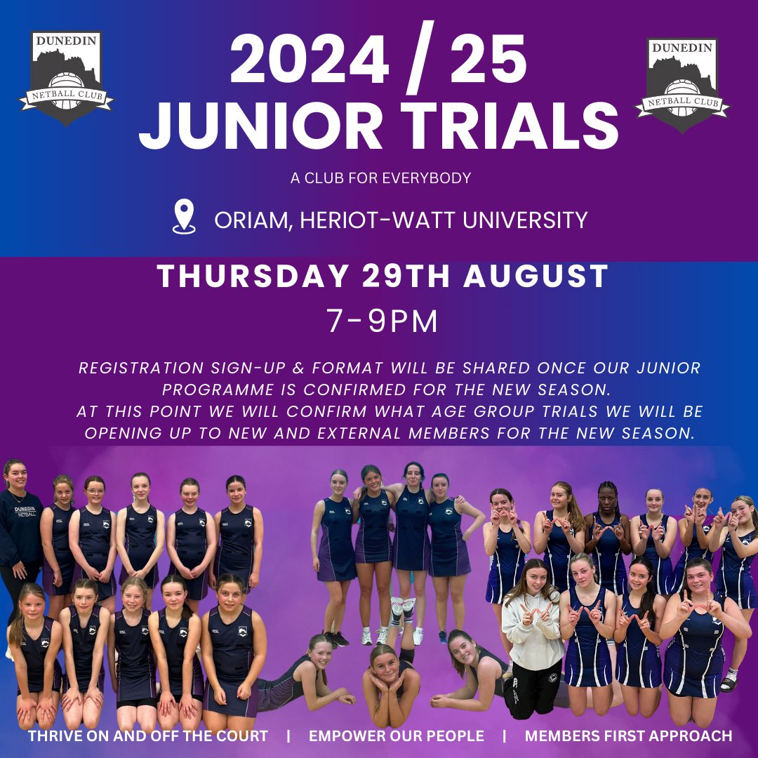 📣TRIALS Season 2024/25 |  Registration sign up is now live for our National League* and Senior Team trials for the coming season. Links in our bio to sign-up now ✍️

🔜 Swipe for details on this seasons Junior trials. 

<a href="/NetballScotland/">Netball Scotland</a>