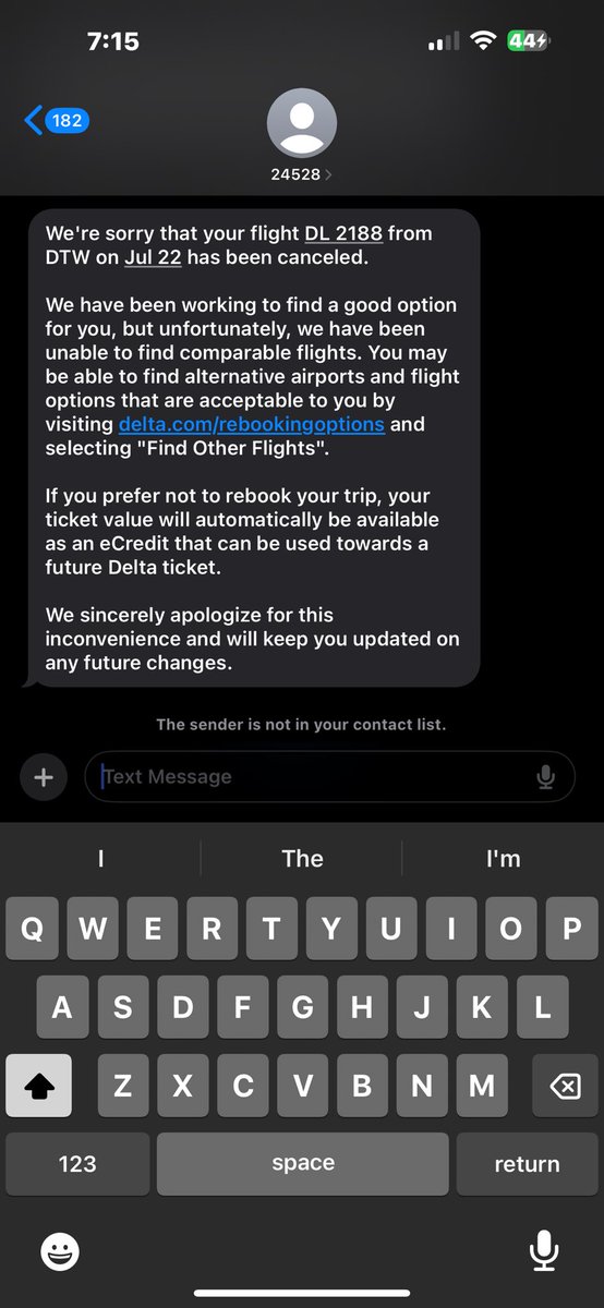 sheffroid's tweet image. Pretty sure this isn’t either legal or right @Delta 

You cancel a leg of my flight and then when I attempt to cancel the rest of my flight because my trip timing won’t work out…you indicate that I won’t get a refund or any credit for this.