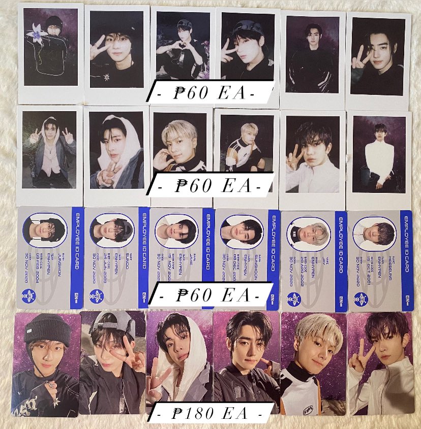 WTS LFB PH

Enhypen Official Photocards

- prices on the pic
- mint condi
- onhand &amp; ready to ship
- prio payo | dop

t. enhypen photocards heeseung jay jake sunghoon sunoo ni-ki orange blood memorabilia darkblood dimension senkou