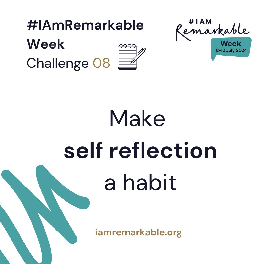 🌟It's the final day of the #IAmRemarkable Week Confidence Challenge. Have you been participating? We'd love to hear how you got on!

🌟Challenge 8🌟
Take 15 minutes to reflect on the things you’ve learnt during this challenge and write down at least one thing that has made you