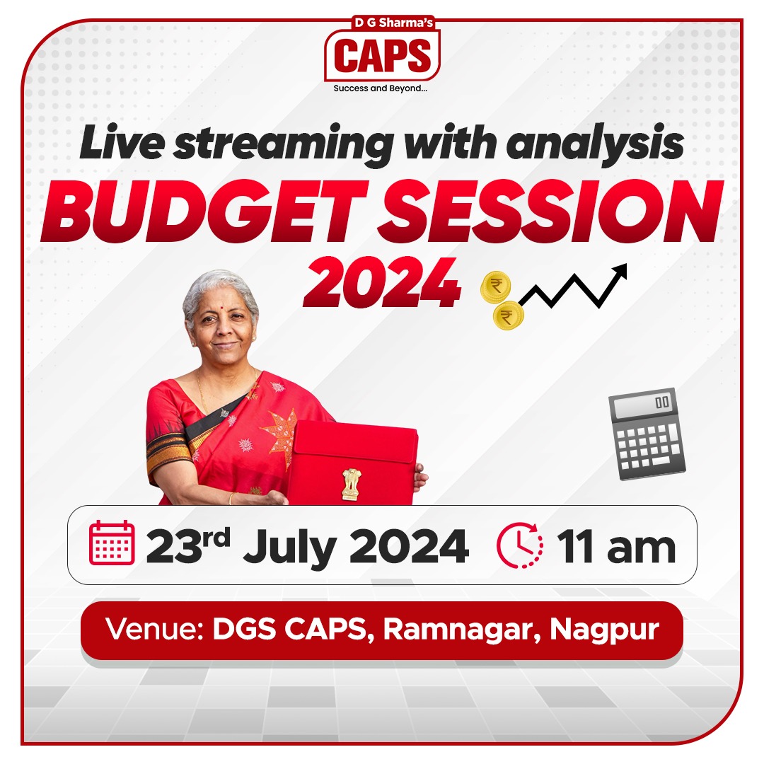 CapsLearning's tweet photo. DGS CAPS presents live streaming with analysis on Budget Session 2024: Key Highlights &amp; Expert Insights.
👉🏻Join us and get comprehensive breakdown of this year's budget.
📱For more details call on: 9693 120 120
#caps #capslearning #dgscaps #dgsharmascaps #capsnagpur https://t.co/jAvKw41gJe