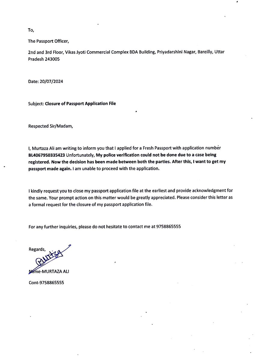 official_murtza's tweet photo. @rpobareilly @passportsevamea 
I request you to close my file, .
Pease consider it.

I need Passport Urgently, so i can Apply again under Tatkaal Process in my Hometown.

File: BL4067950335423 https://t.co/7QIQJNpTrS
