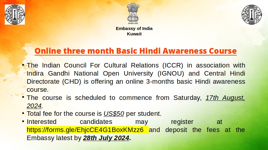 Image Online 3 Months basic Hindi awareness course | iiQ8 News