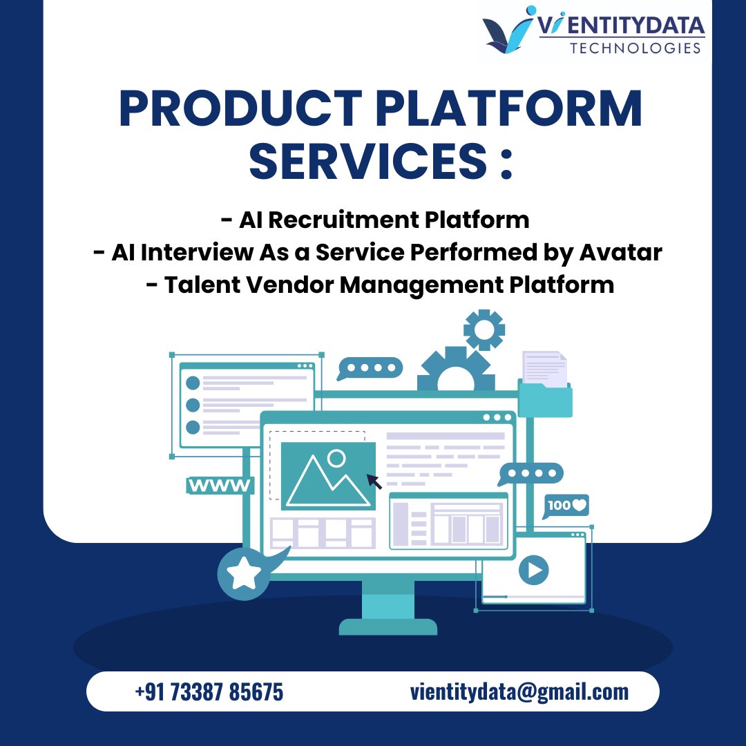 vientitydata's tweet image. Discover our suite of AI-driven solutions tailored to elevate your recruitment and talent management processes.
- AI Recruitment Platform
- AI Interview as a Service
- Talent Vendor Management Platform
#AIRecruitment #InterviewAsAService #AIAvatars #HRTech #CloudSolutions #hiring