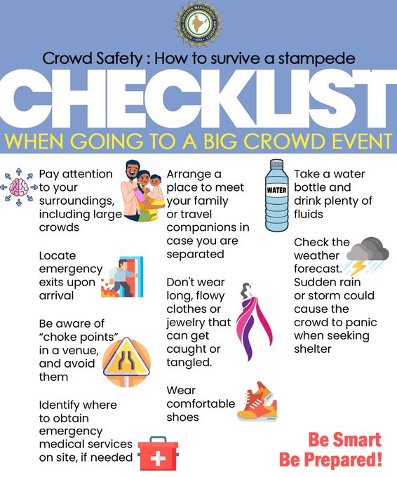 Human stampedes are not an uncommon occurrence. In extreme cases, they can cause serious injuries or even death.

Below are a few tips to remember if you find yourself trapped in a stampede.

#Safetyfirst  #Emergencycare  #besmartbeprepared