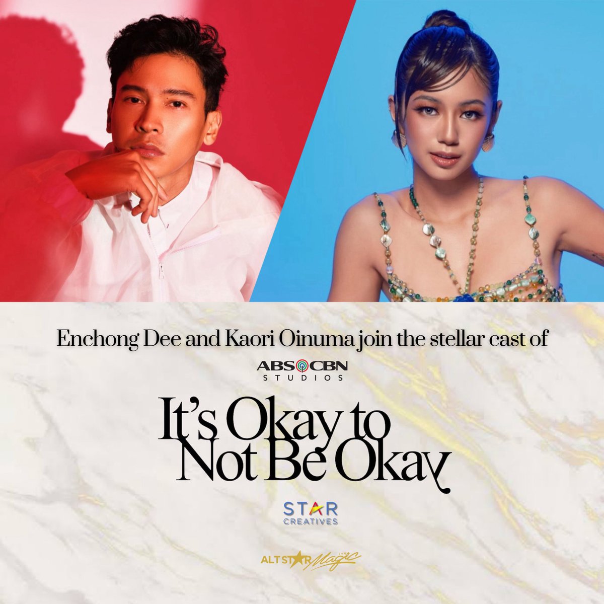 AltStarMagic's tweet photo. LOOK: Award-winning Kapamilya actor @enchongdee777 and actress Kaori Oinuma join the stellar cast of ABS-CBN Studios and Star Creatives’ Philippine adaptation of #ItsOkayToNotBeOkay ✨

Taray big break ang role for Kaori 😌💁🏻‍♀️ | @StarCreativesTV https://t.co/LWGzhApBFi