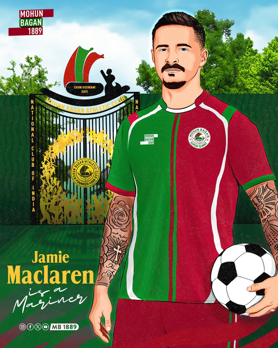 MB1889official's tweet image. Look who is here! 💥
The all time A-League top goal scorer is here to make history!💚♥️
Welcome to the family Jamie Maclaren. 💚♥️

#JoyMohunBagan #JamieMaclaren #TransferUpdate #MB1889