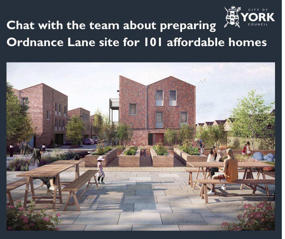 Please join our drop-in session tomorrow about the next steps to build homes which will be:
🏘️ Super energy-efficient
🏡 100% affordable - including social rent and shared ownership.
📢Please join us on Tues 23 July, 5-8pm at Cycle Heaven, 31 Hospital Fields Road, York YO10 4FS.