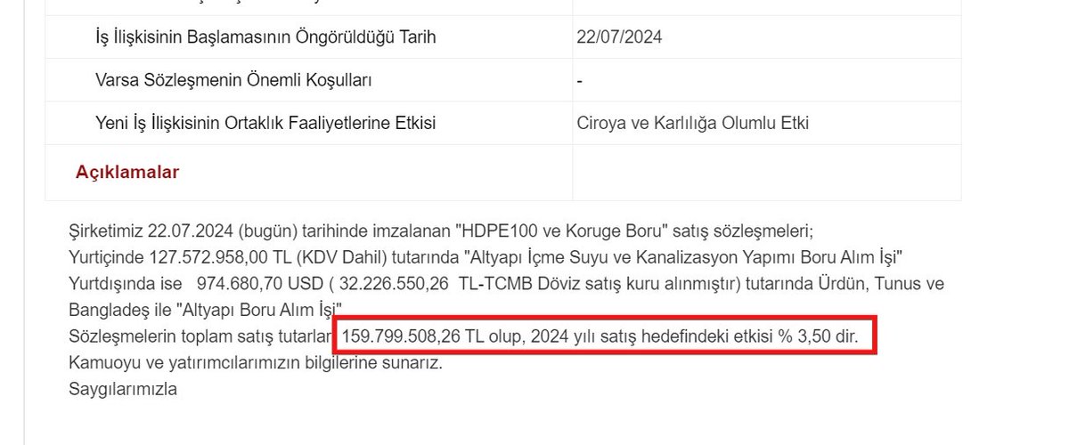 #KBORU yeni iş ilişkisi. Ciroya olumlu etki.