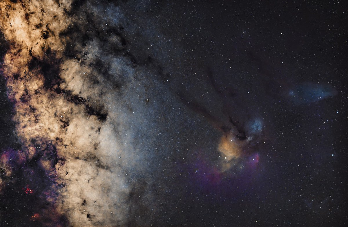 Astrofels1's tweet photo. Tres imágenes del área nebulosa de la estrella doble Rho Ophiuchi captadas por Rafa Borrás en momentos diferentes y compartidas el 29 de mayo de 2024. Las tres fueron procesadas de forma distinta. https://t.co/TncbWbUoBD https://t.co/vzCcjdRh2N