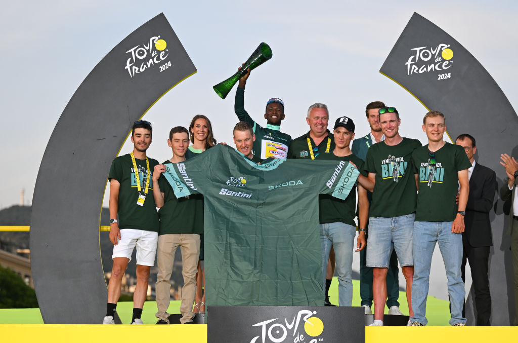 UCI (@uci_cycling) on Twitter photo 💚 A true legend 💚
With 3️⃣ incredible stage wins and the green jersey at this year’s <a href="/LeTour/">Tour de France™</a>, <a href="/GrmayeBiniam/">Biniam Girmay</a> made history for cycling and his home country of Eritrea 🇪🇷
Cheers to many more victories to come 💪
#TDF2024 💚 A true legend 💚
With 3️⃣ incredible stage wins and the green jersey at this year’s <a href="/LeTour/">Tour de France™</a>, <a href="/GrmayeBiniam/">Biniam Girmay</a> made history for cycling and his home country of Eritrea 🇪🇷
Cheers to many more victories to come 💪
#TDF2024
