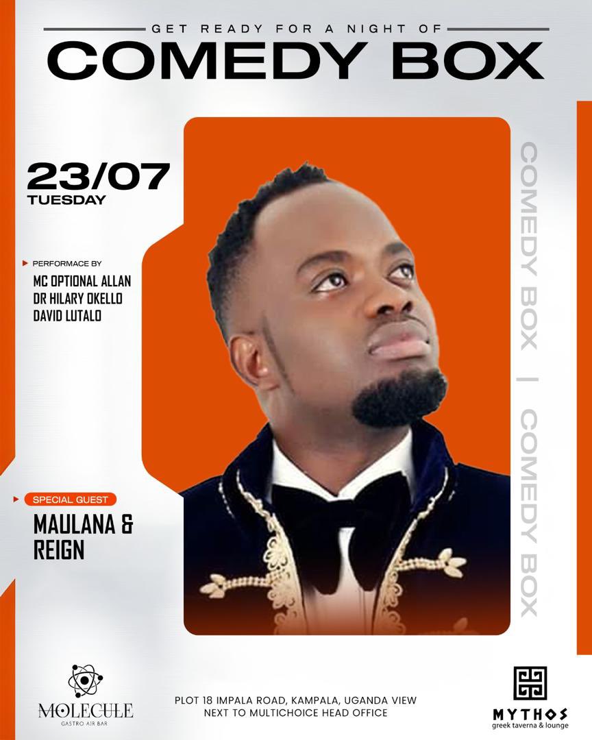 MoleculeUg's tweet photo. Comedy Box at #MoleculeUg is the place to be tomorrow 😂! Join @nd_reign , along with other comedians, plus @davidlutalolive for a night full of fun and laughter. Don’t miss out!
For reservations, call 0758683986.
#ComedyBox https://t.co/yzF4bH8sxo